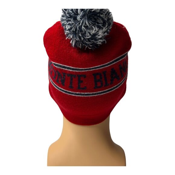 Monte Bianco Beanie Pom Hat Knit Red Winter Cap Adult Red Indie OSFM - Picture 5 of 5